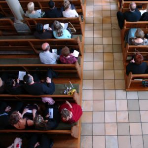 Congregation at church praying a wedding day :-)